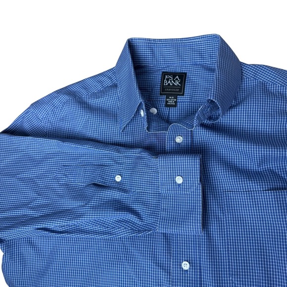 Jos. A. Bank Other - Jos. A. Bank Traveler Collection Button Down Shirt 16-33 Blue Micro Grid Office